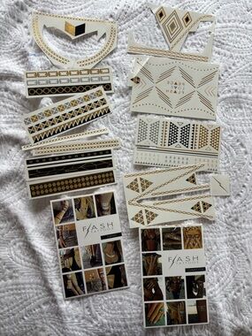 Misc Black Gold and Silver Metallic Flash Tattoos - Festival/Concert/Rave